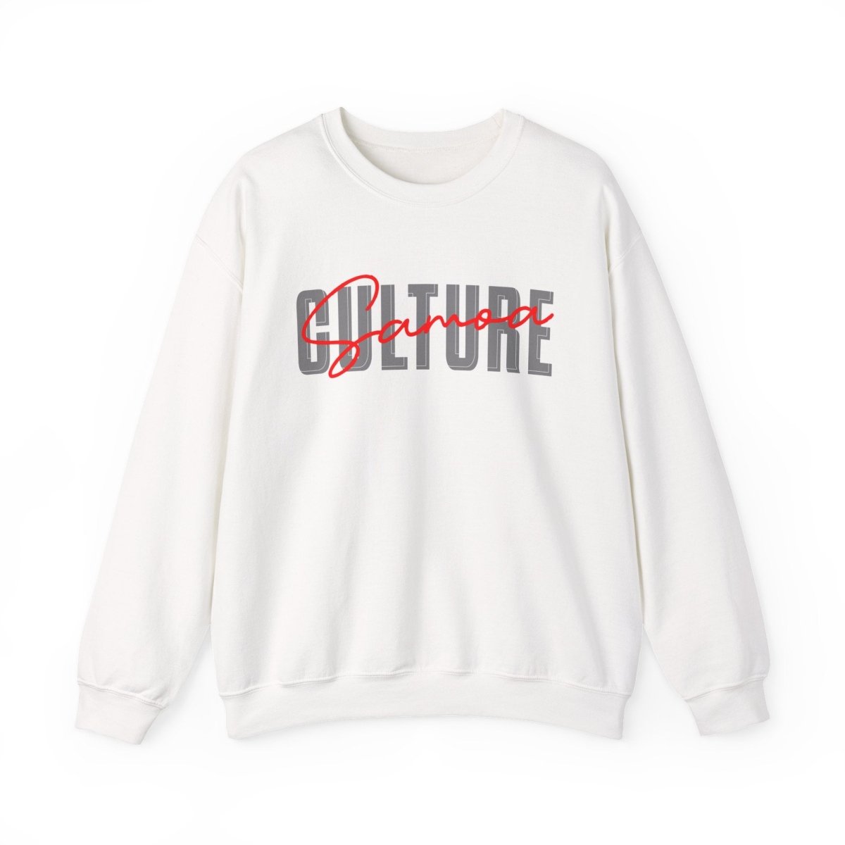Unisex heavy sweatshirt featuring Samoan culture design, personalized, in ash color with digital monster graphic,.