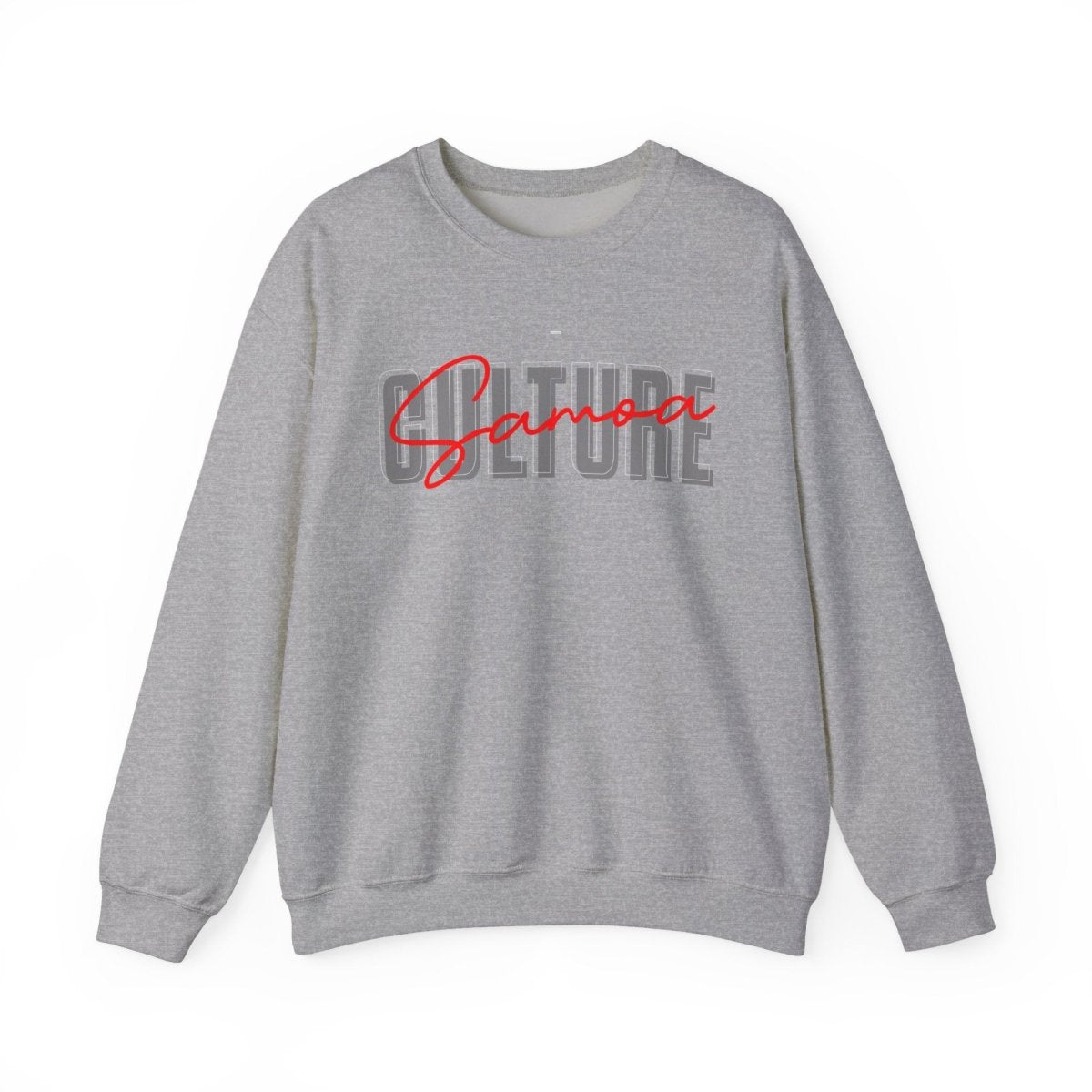 Unisex heavy sweatshirt featuring Samoan culture design, personalized option, in ash color,.