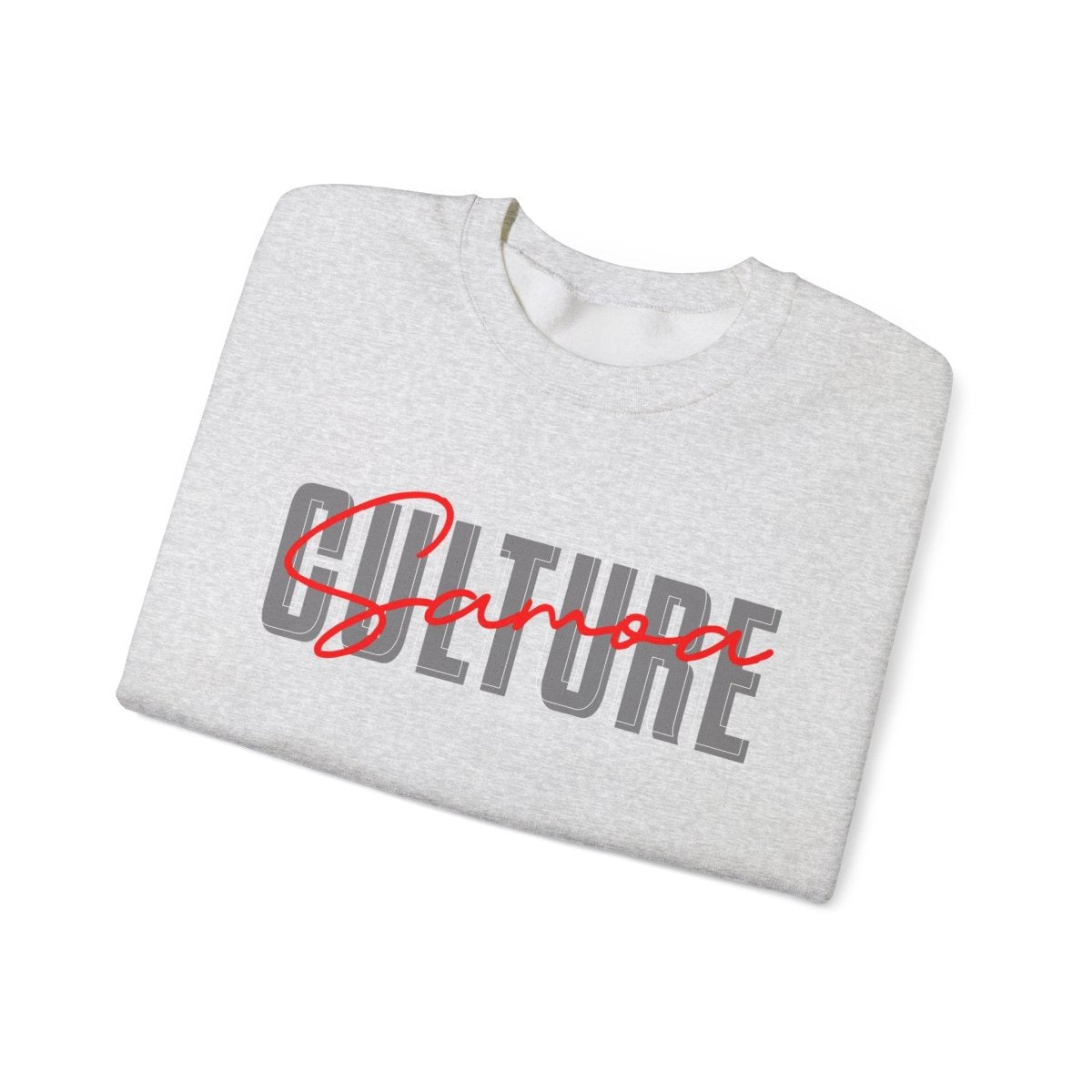 Unisex heavy sweatshirt featuring Samoan culture design, personalized, in ash color, suitable for casual wear.