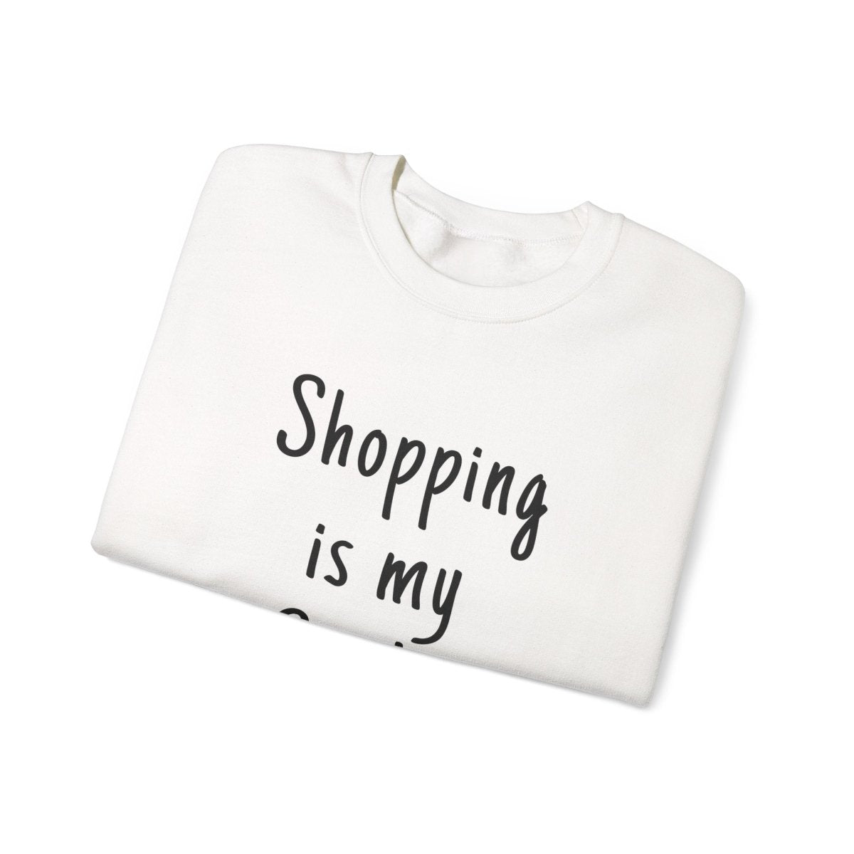 Unisex heavy sweatshirt by Monster Digital with "Shopping is My Cardio" personalized design in ash gray, casual clothing for all.