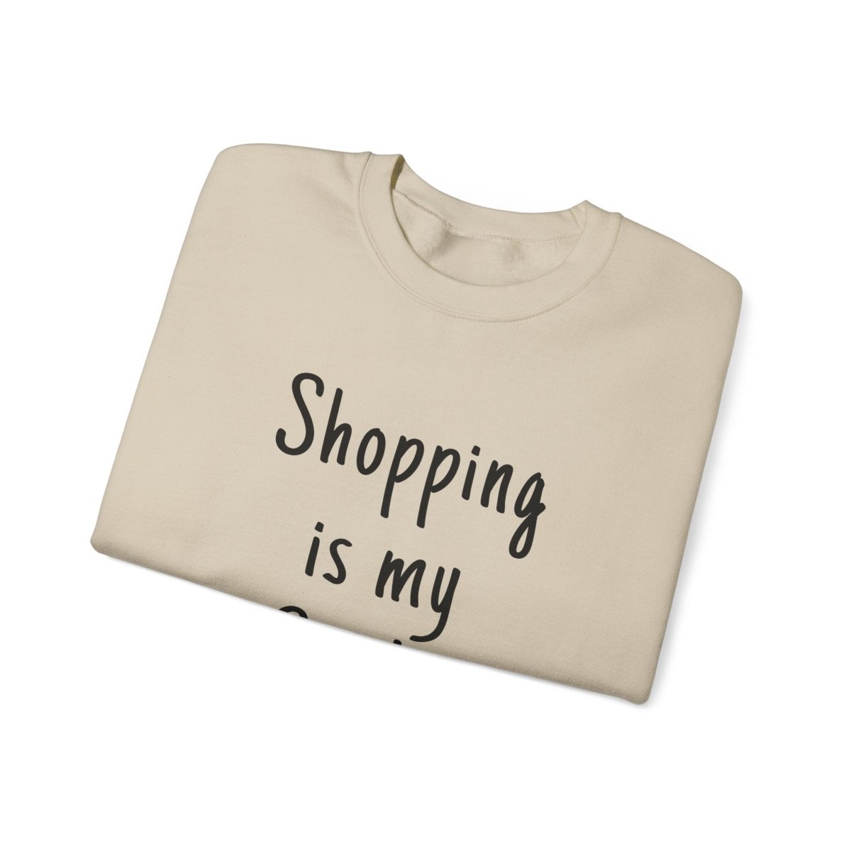 Unisex heavy sweatshirt by Monster Digital with "Shopping is My Cardio" personalized text, in ash color, casual wear.