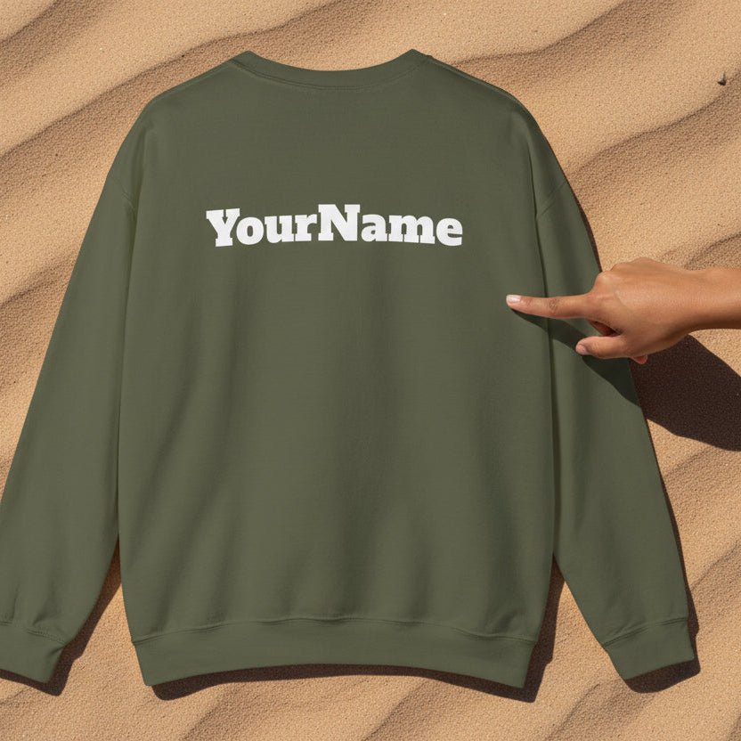 Unisex heavy sweatshirt by Monster Digital in dark heather with American Samoa 684 and personalized USA design.