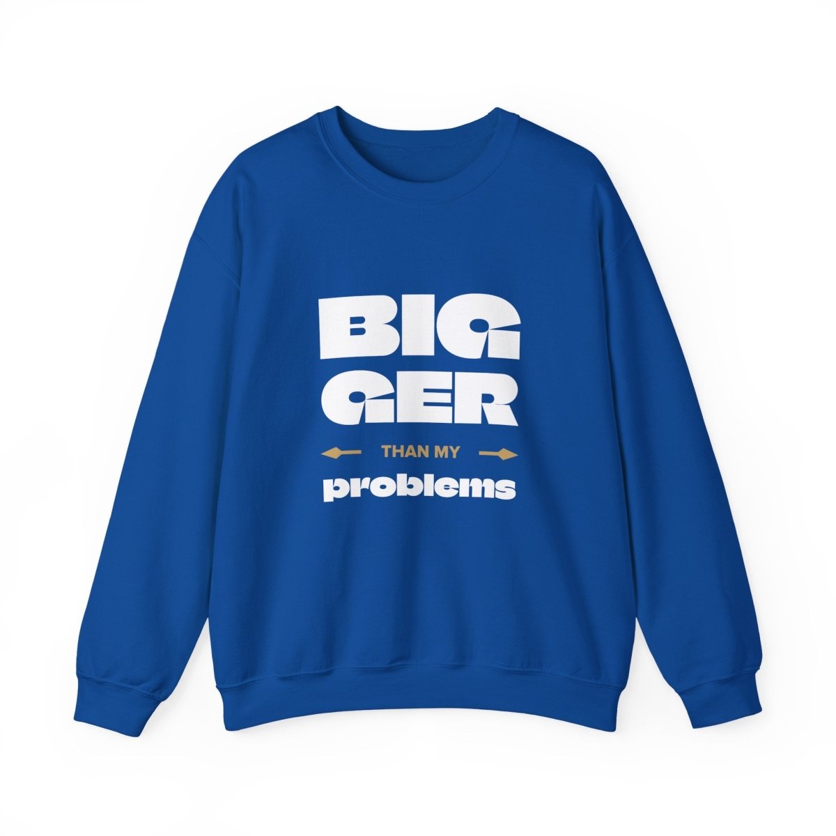 Unisex heavy dark heather sweatshirt by Monster Digital with personalized "Bigger Than Problems" design, suitable for casual wear.