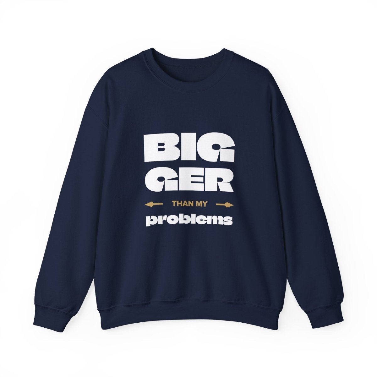 Unisex heavy dark heather sweatshirt by Monster Digital with "Bigger Than Problems" personalized text, casual unisex design.
