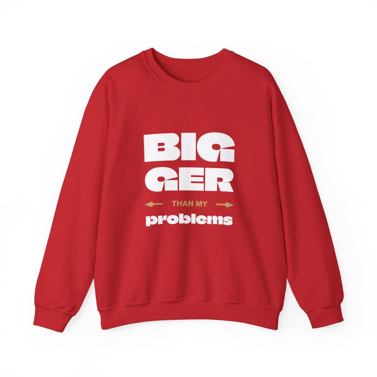 Unisex heavy dark heather sweatshirt by Monster Digital with "Bigger Than Problems" personalized design, suitable for all genders.