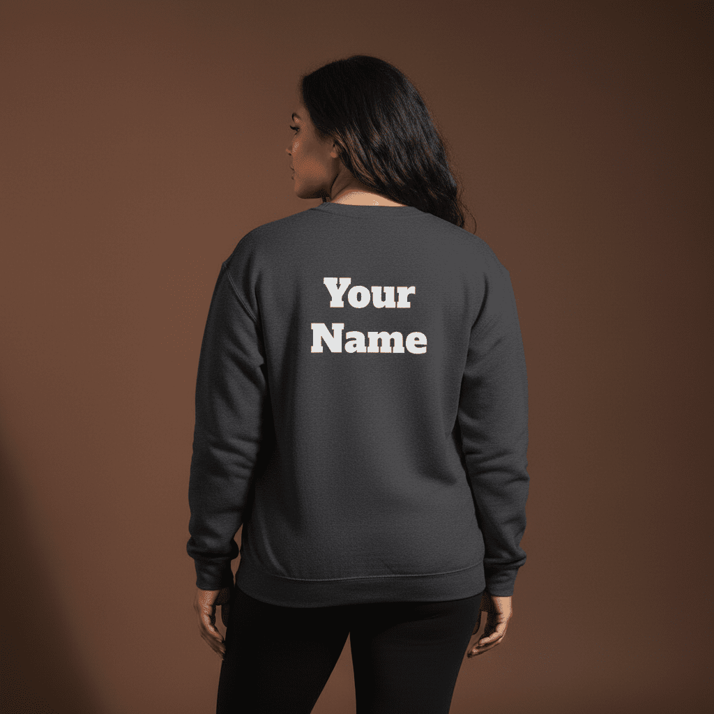 Unisex heavy personalized sweatshirt in dark heather with "Bigger Than Problems" slogan by Monster Digital.