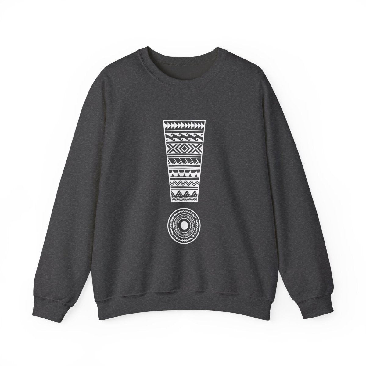 Unisex heavy dark heather sweatshirt by Monster Digital with personalized "Exclaim" design, suitable for men and women.