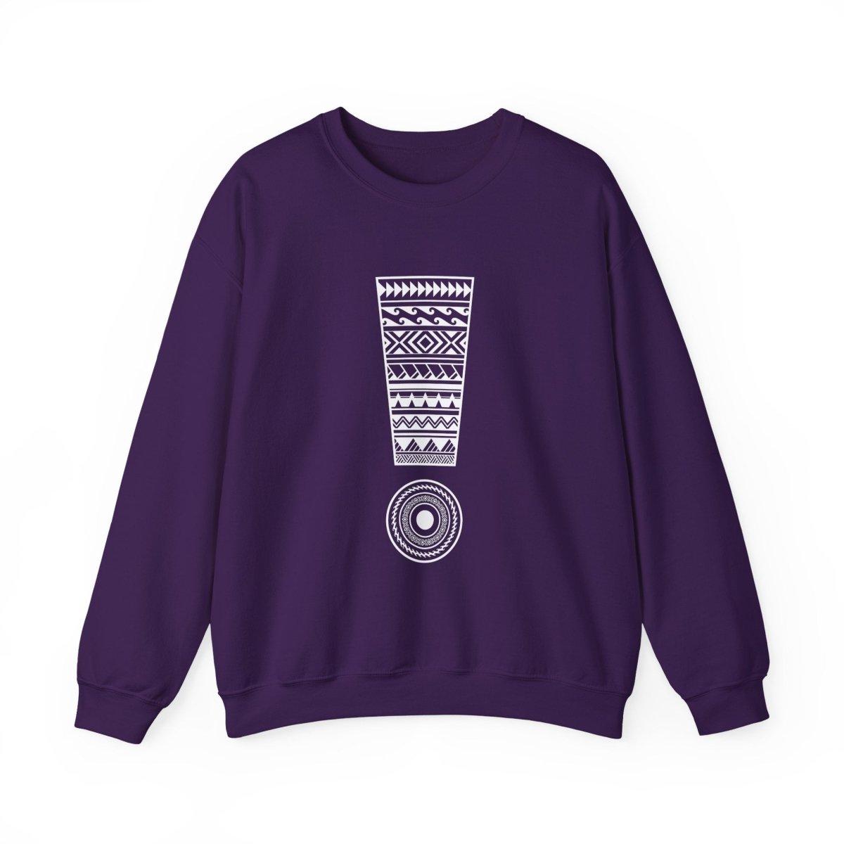 Unisex heavy sweatshirt by Monster Digital in dark heather with personalized "Exclaim" design, made in the USA.