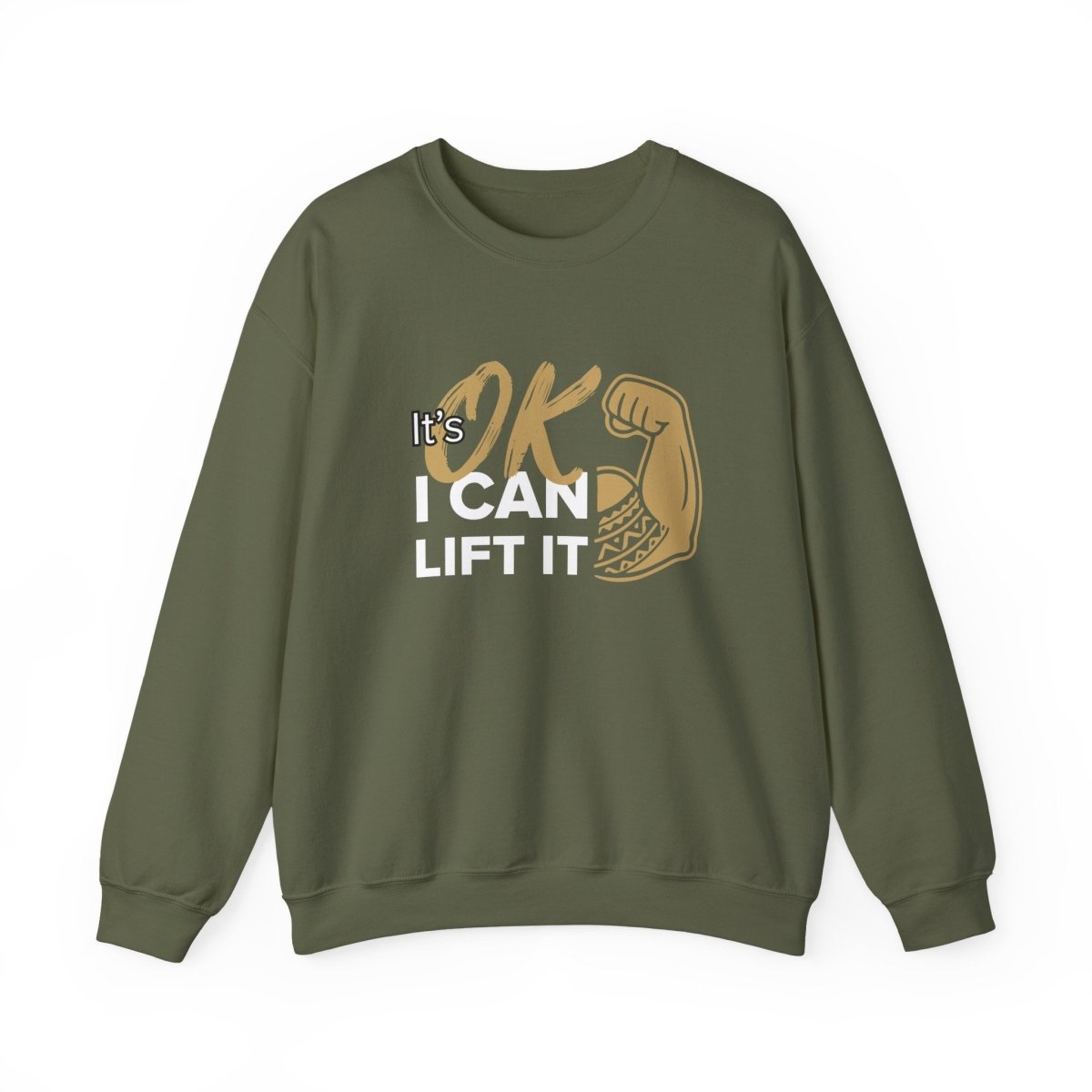Unisex heavy sweatshirt from Monster Digital in dark heather with "I Can Lift It" personalized design, suitable for casual wear.