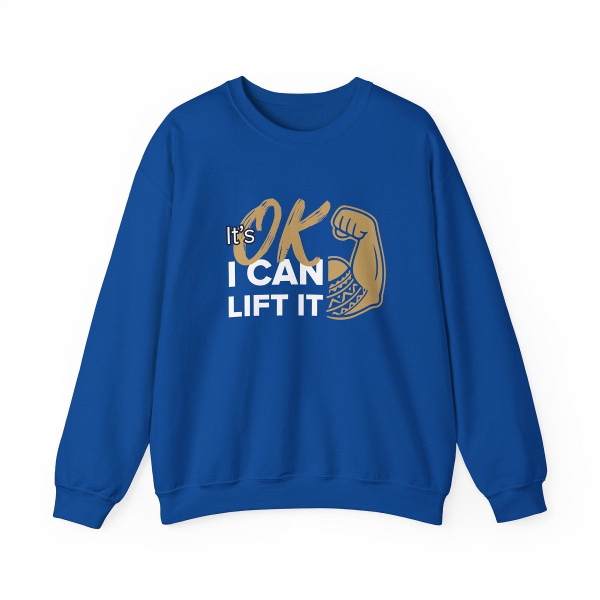 Unisex heavy sweatshirt by Monster Digital in dark heather with "I Can Lift It" personalized text, casual and comfortable fit.