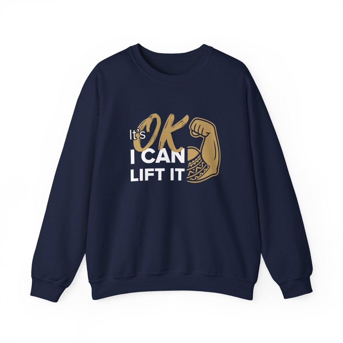 Unisex heavy sweatshirt by Monster Digital in dark heather with "I Can Lift It" personalized text, casual fit, in USA style.