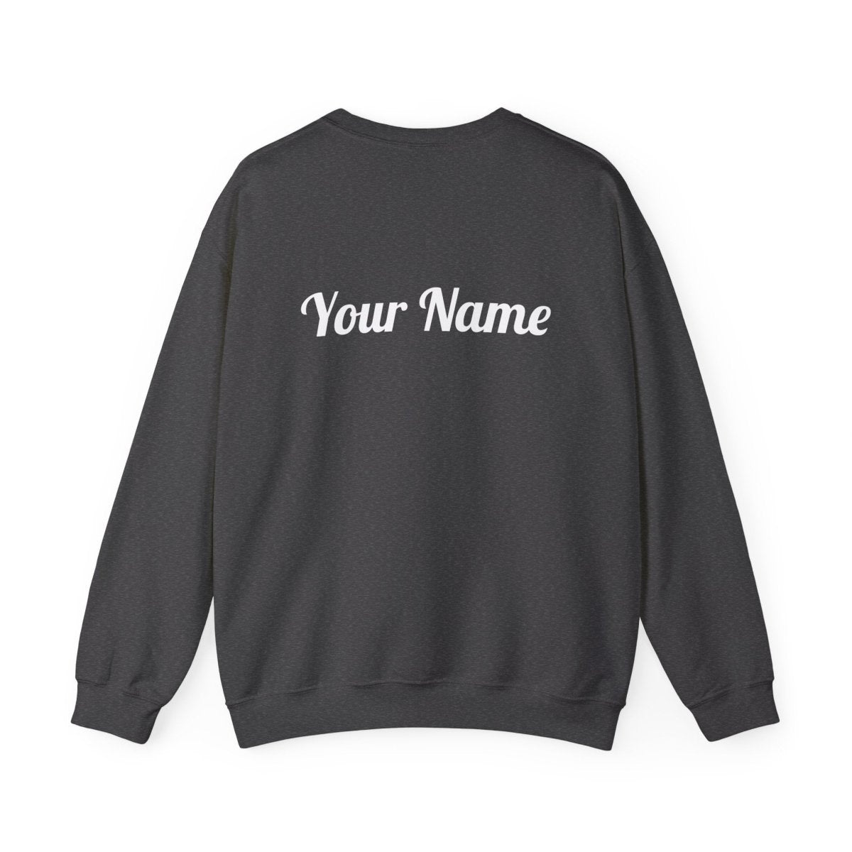 Unisex heavy poly-raised sweatshirt in dark heather with personalized USA design by Monster Digital.
