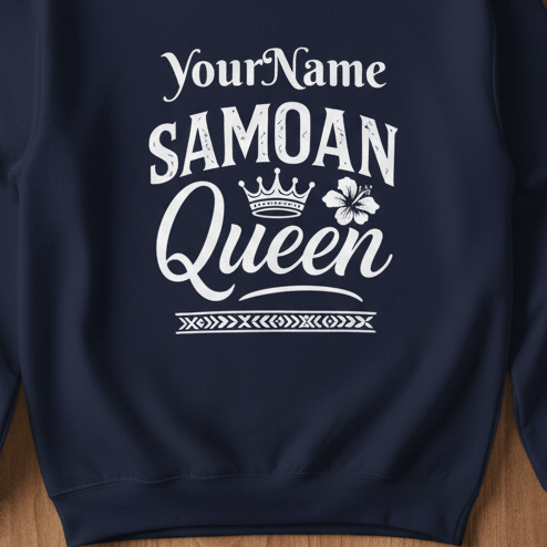 Unisex heavy sweatshirt by Monster Digital featuring a personalized Samoan Queen design in dark heather color.