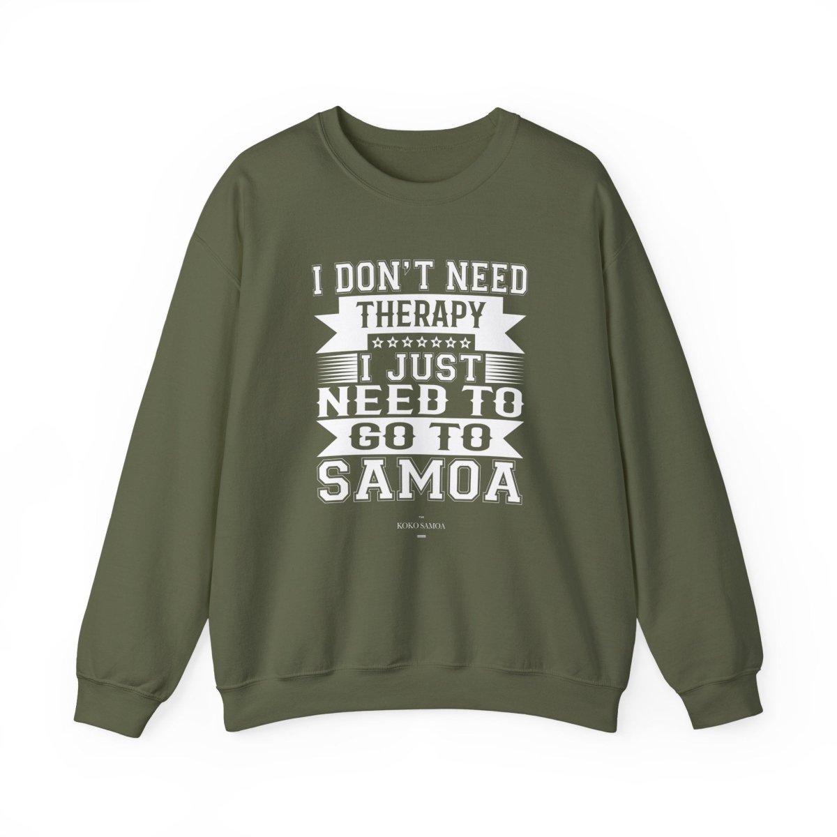 Unisex heavy sweatshirt featuring a personalized therapy design on dark heather fabric.