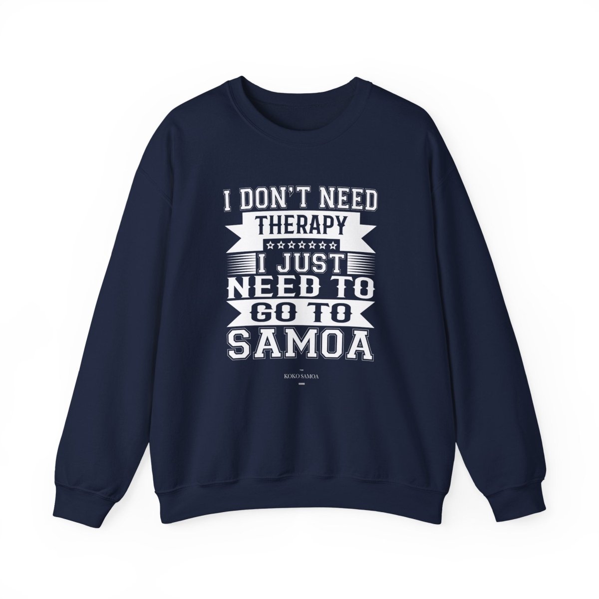 Unisex heavy sweatshirt featuring a personalized "Therapy" design in dark heather, suitable for all genders.