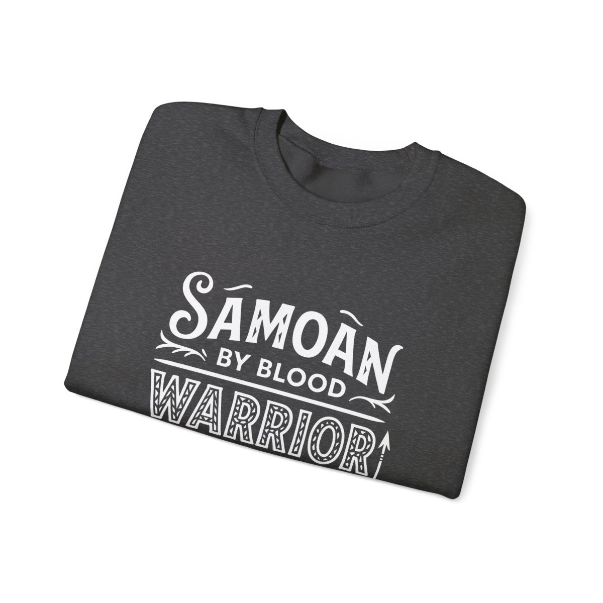 Dark heather unisex heavy sweatshirt by Monster Digital featuring a personalized "Warrior by Choice" design, perfect for casual wear.