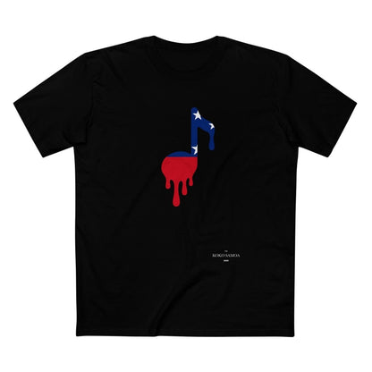 Black unisex soft tee by Monster Digital featuring a Samoan note design on the front. Comfortable and casual men's and women's T-shirt.