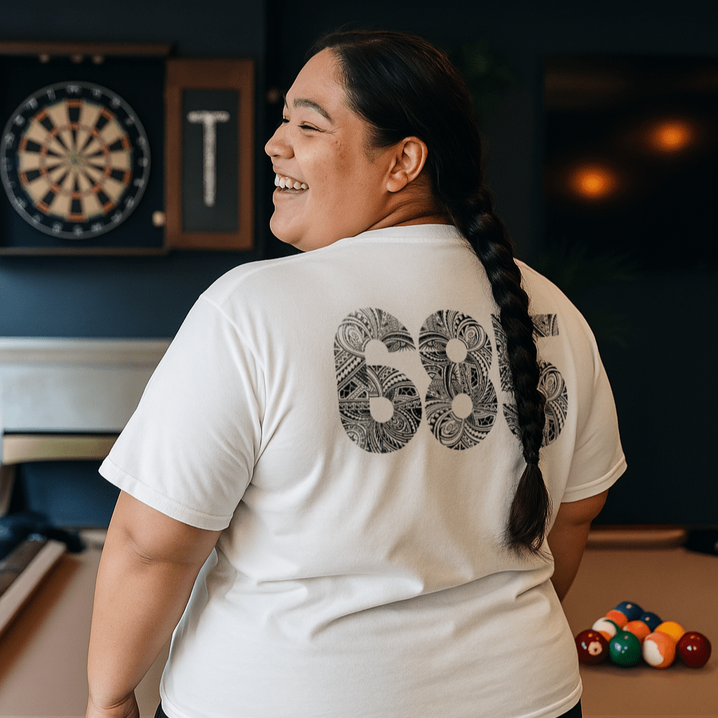 Black soft unisex tee with the 685 print, The Koko Samoa