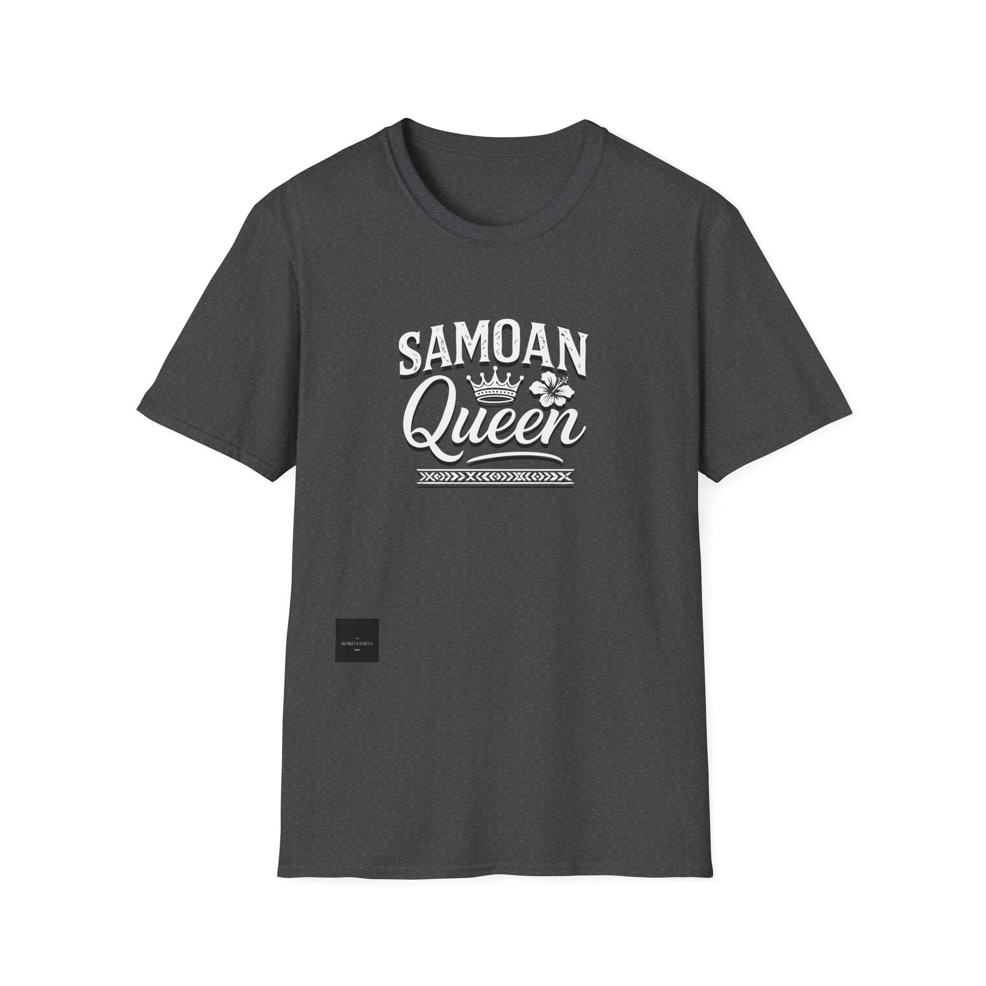 Black unisex soft women's tee featuring a Samoan Queen design by Monster Digital, perfect for casual wear and comfortable fit.