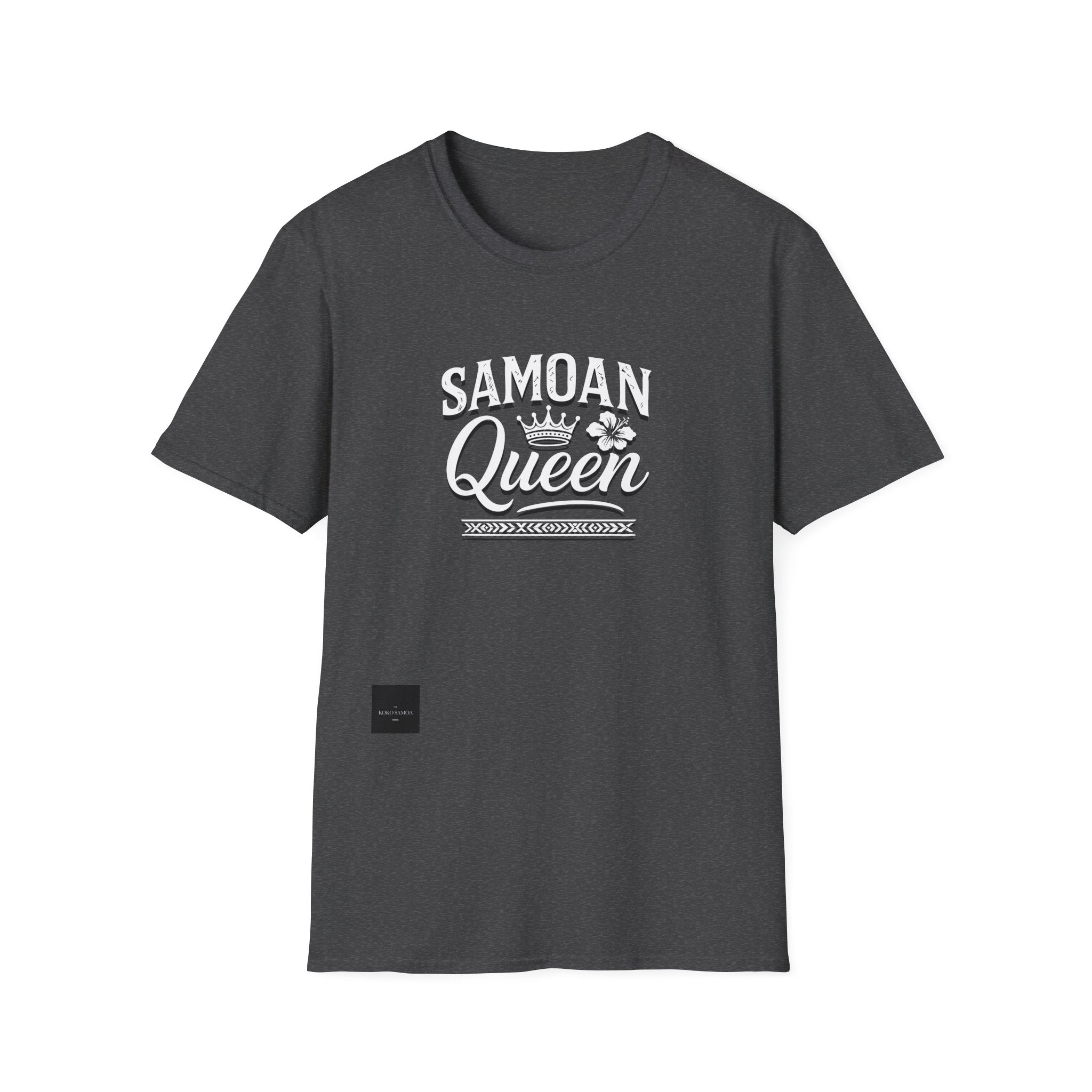 Black unisex soft women's tee featuring a Samoan Queen design by Monster Digital, perfect for casual wear and comfortable fit.