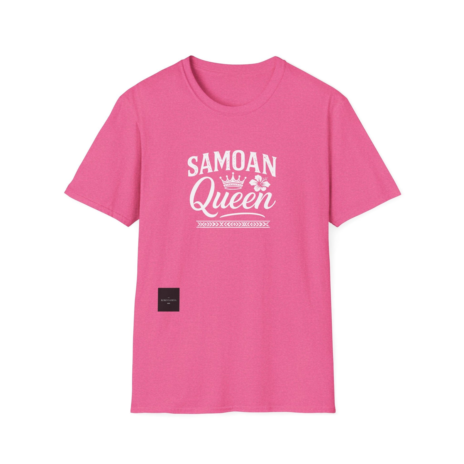 Black unisex soft women's tee by Monster Digital featuring a Samoan Queen design, showcasing casual, comfortable apparel.