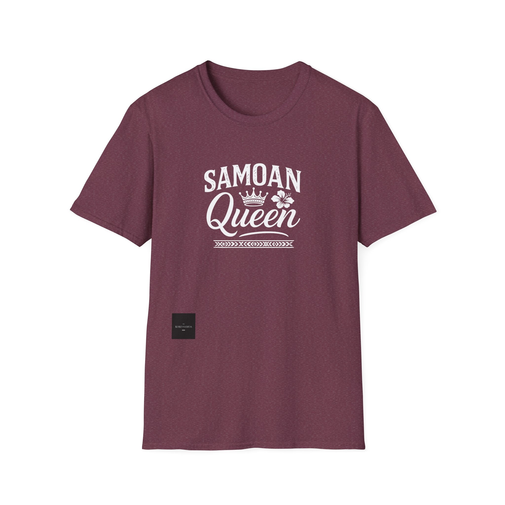 Black unisex soft women's tee from Monster Digital featuring Samoan Queen USA print.