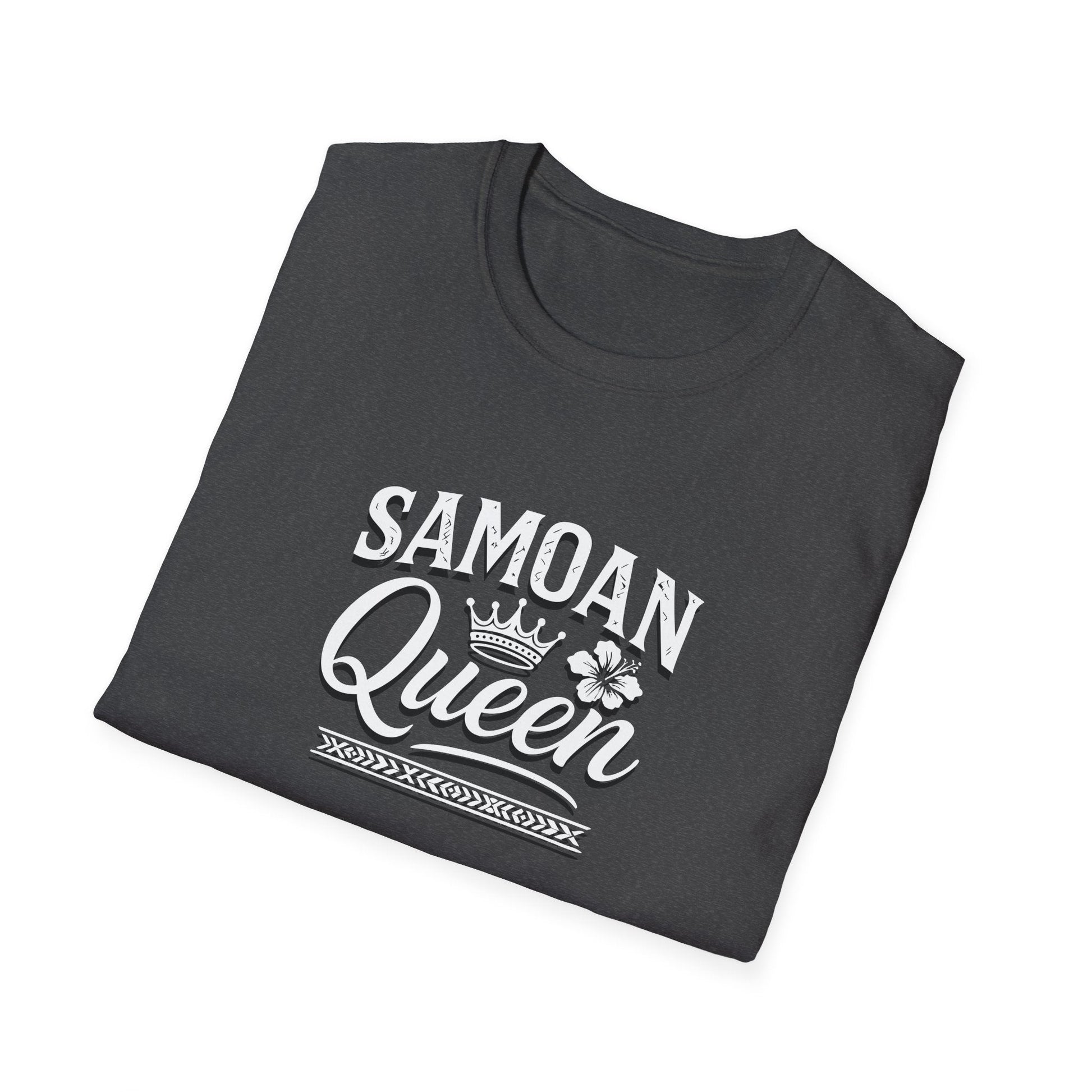 Black unisex soft women's tee by Monster Digital featuring a Samoan Queen design. Comfortable, casual fit for all genders.