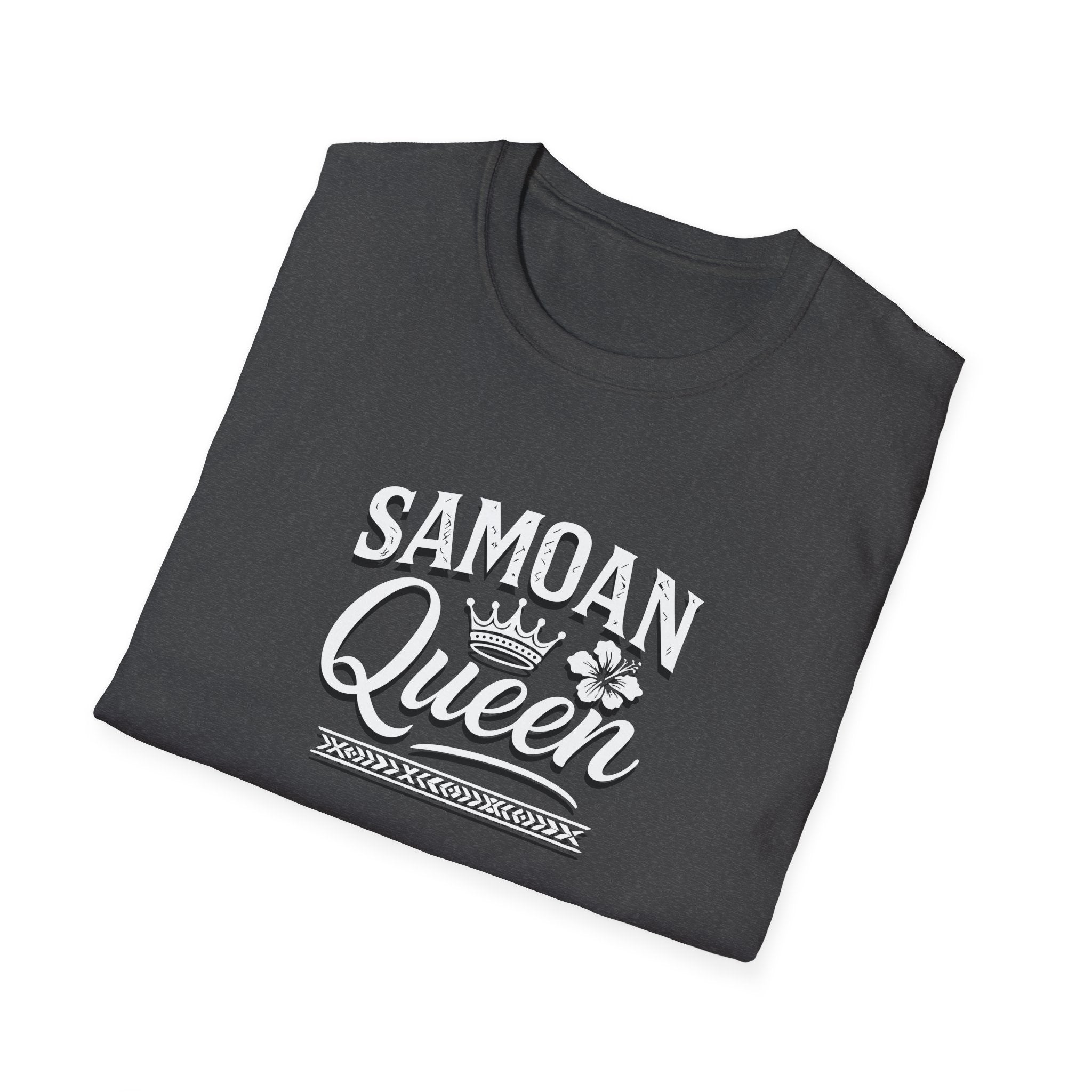 Black unisex soft women's tee by Monster Digital featuring a Samoan Queen design. Comfortable, casual fit for all genders.