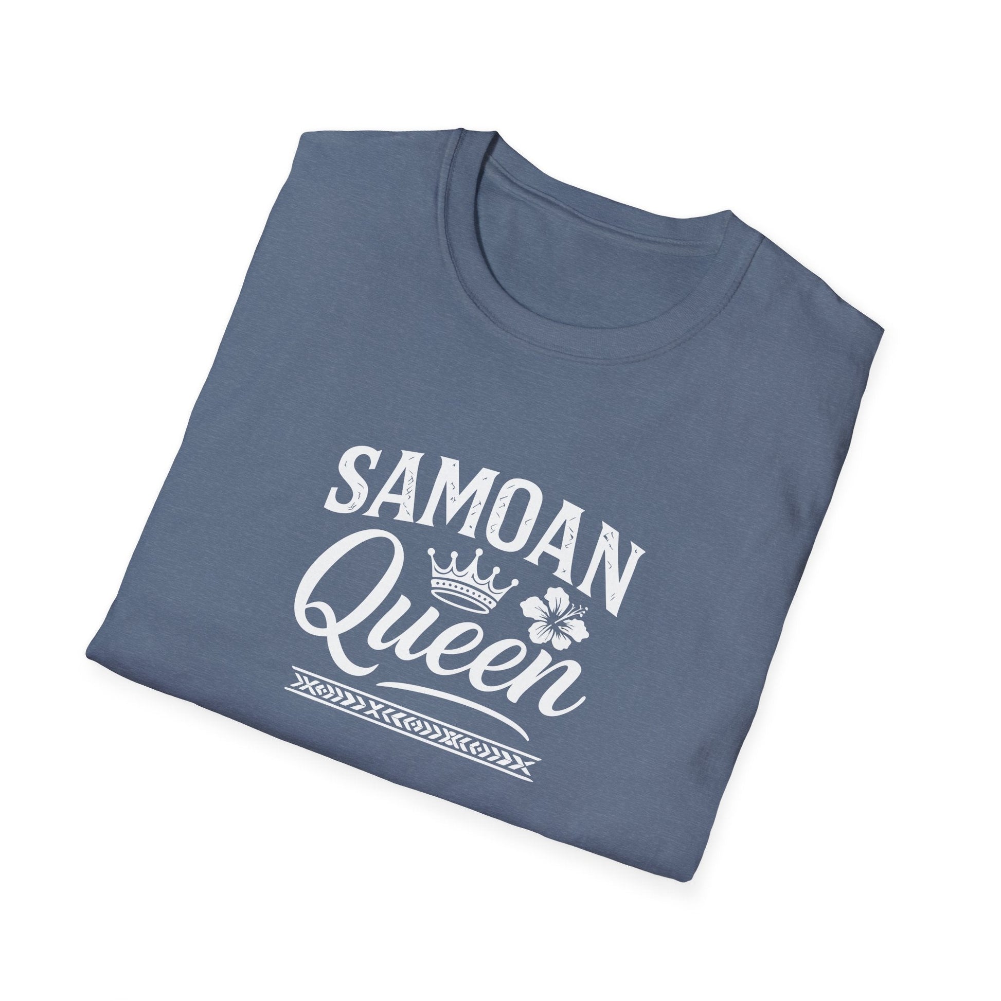 Black unisex soft tee by Monster Digital featuring a Samoan Queen design, perfect for casual wear and comfortable fit.