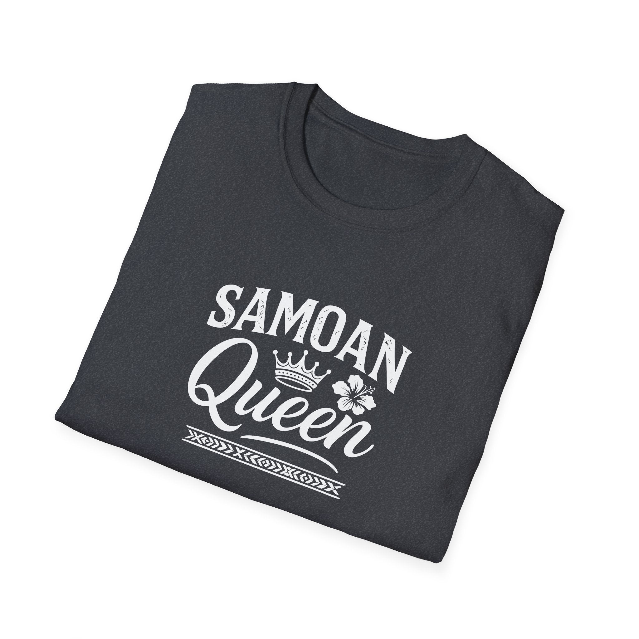 Black unisex soft women's tee by Monster Digital featuring a Samoan Queen design, comfortable and stylish casual apparel.