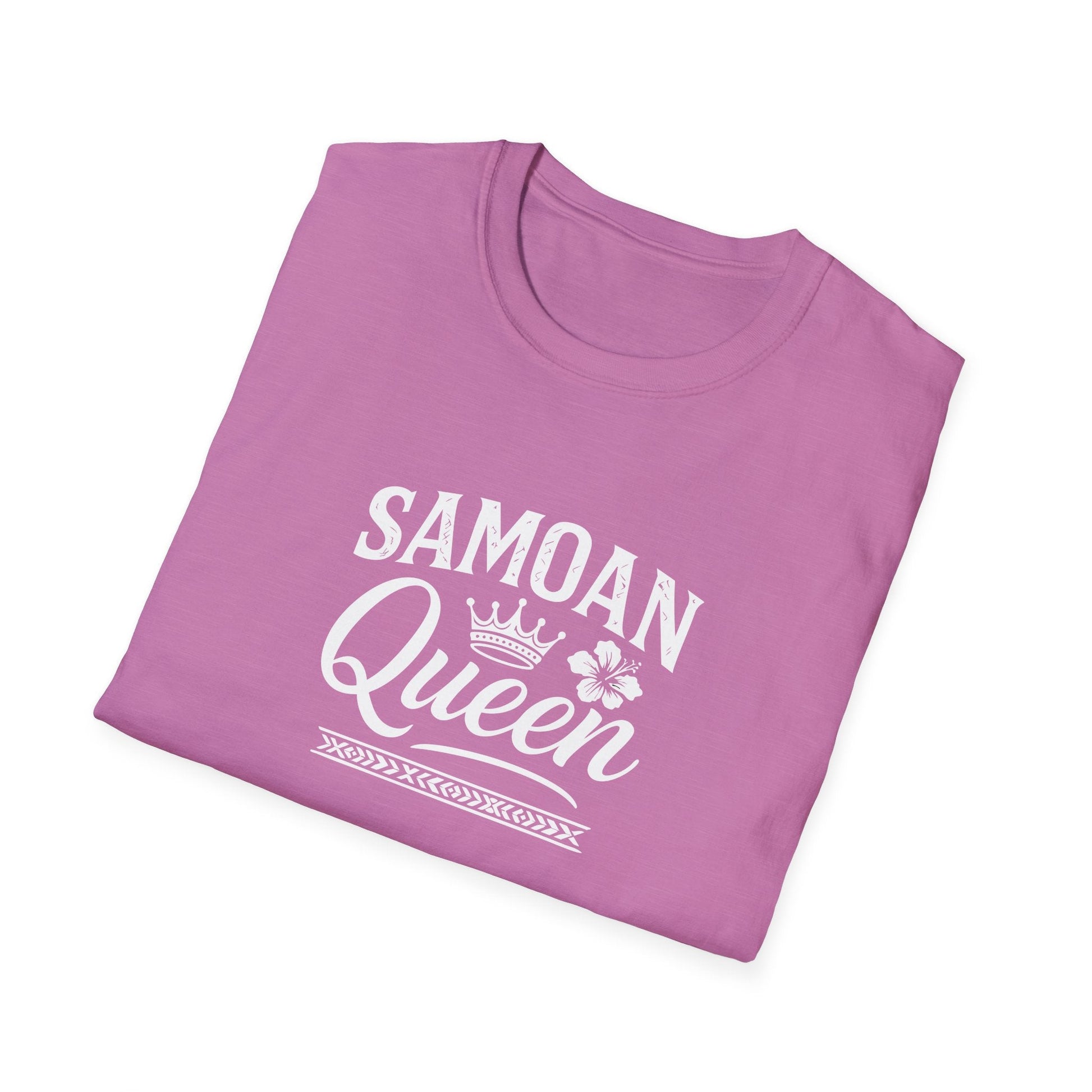 Black unisex soft women's tee by Monster Digital featuring "Samoan Queen" design, casual and comfortable fit.
