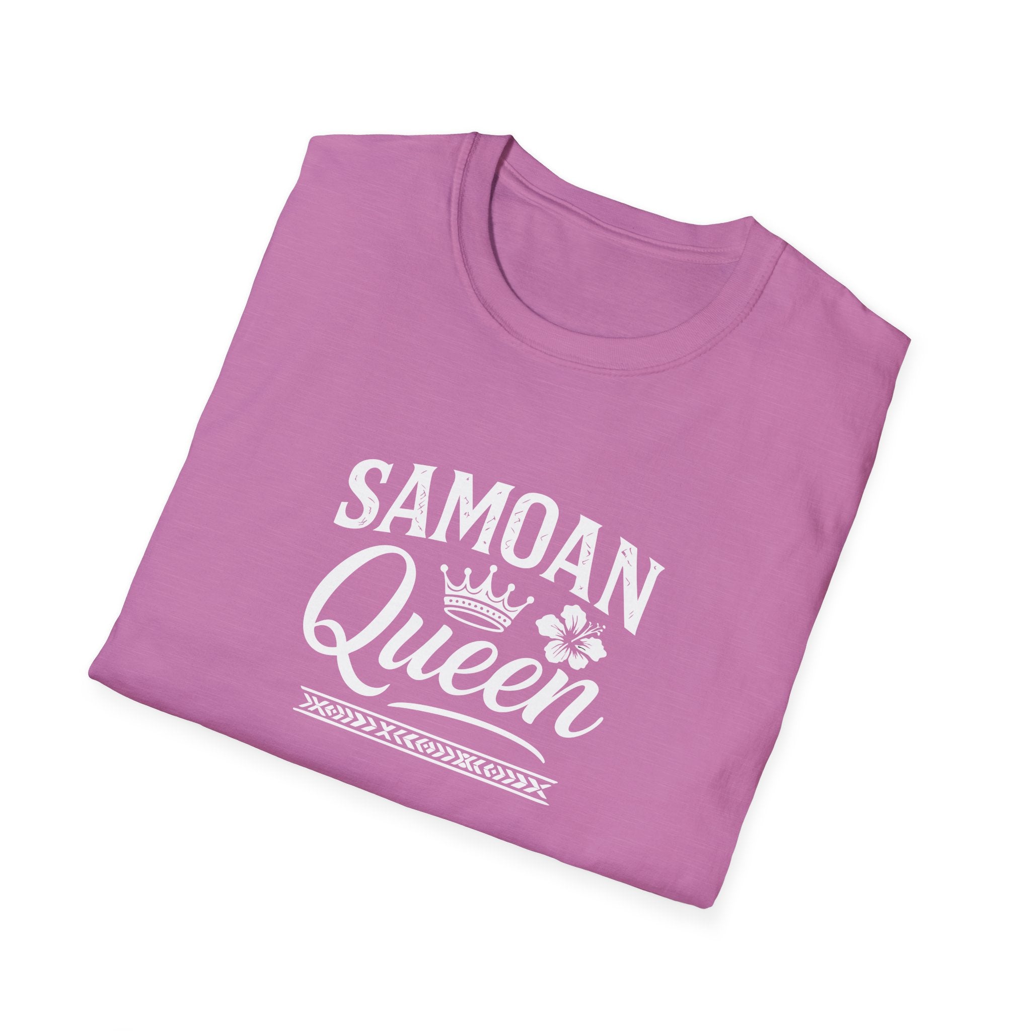 Black unisex soft women's tee by Monster Digital featuring "Samoan Queen" design, casual and comfortable fit.