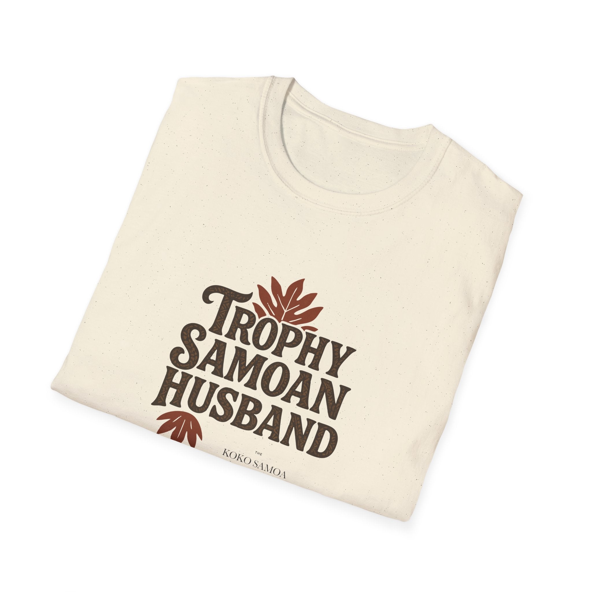 Unisex soft men's tee by Monster Digital featuring a Trophy Samoan Husband design in charcoal color.