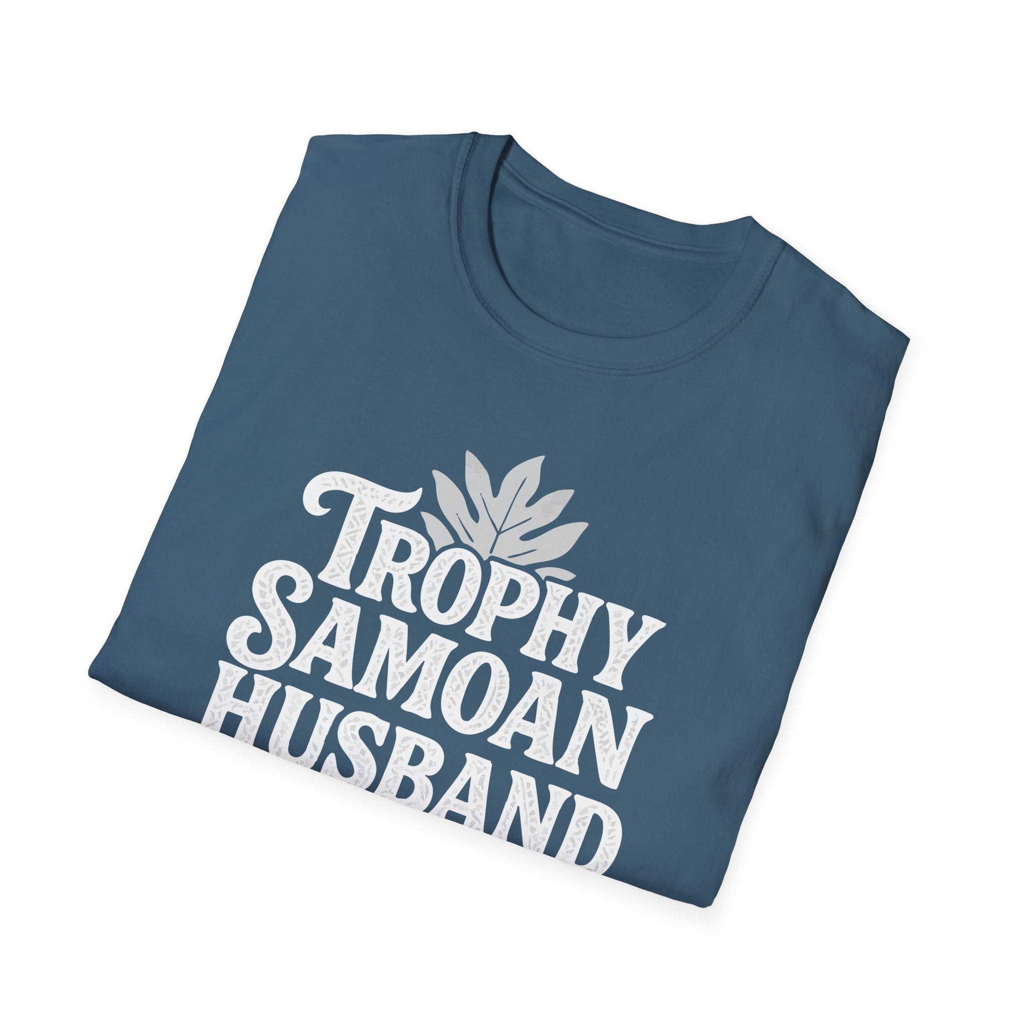 Unisex soft men's tee by Monster Digital featuring a Trophy Samoan Husband design in charcoal color.