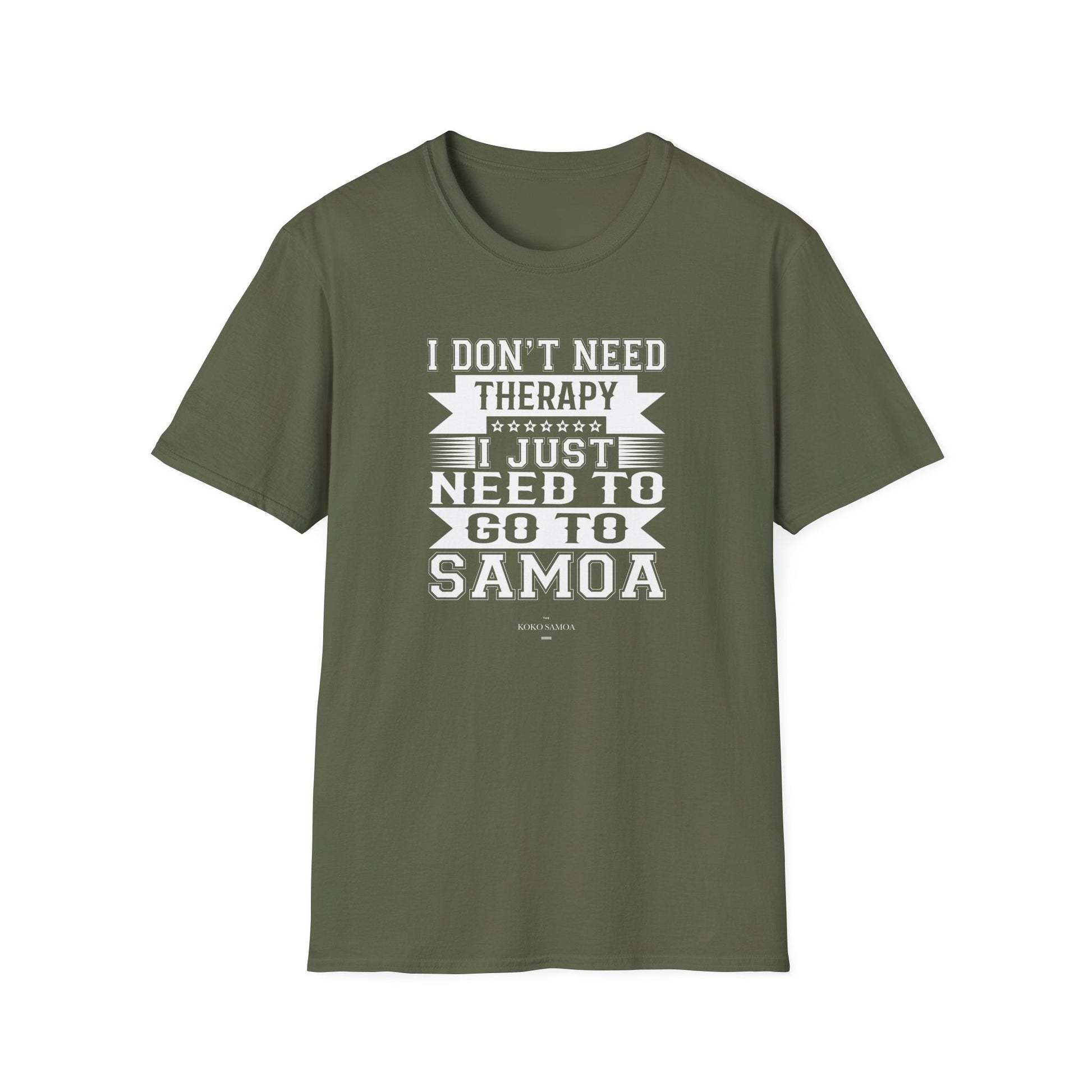 Soft unisex Samoan Therapy T-shirt by Monster Digital in charcoal, showcasing a comfortable, casual fit for all genders.