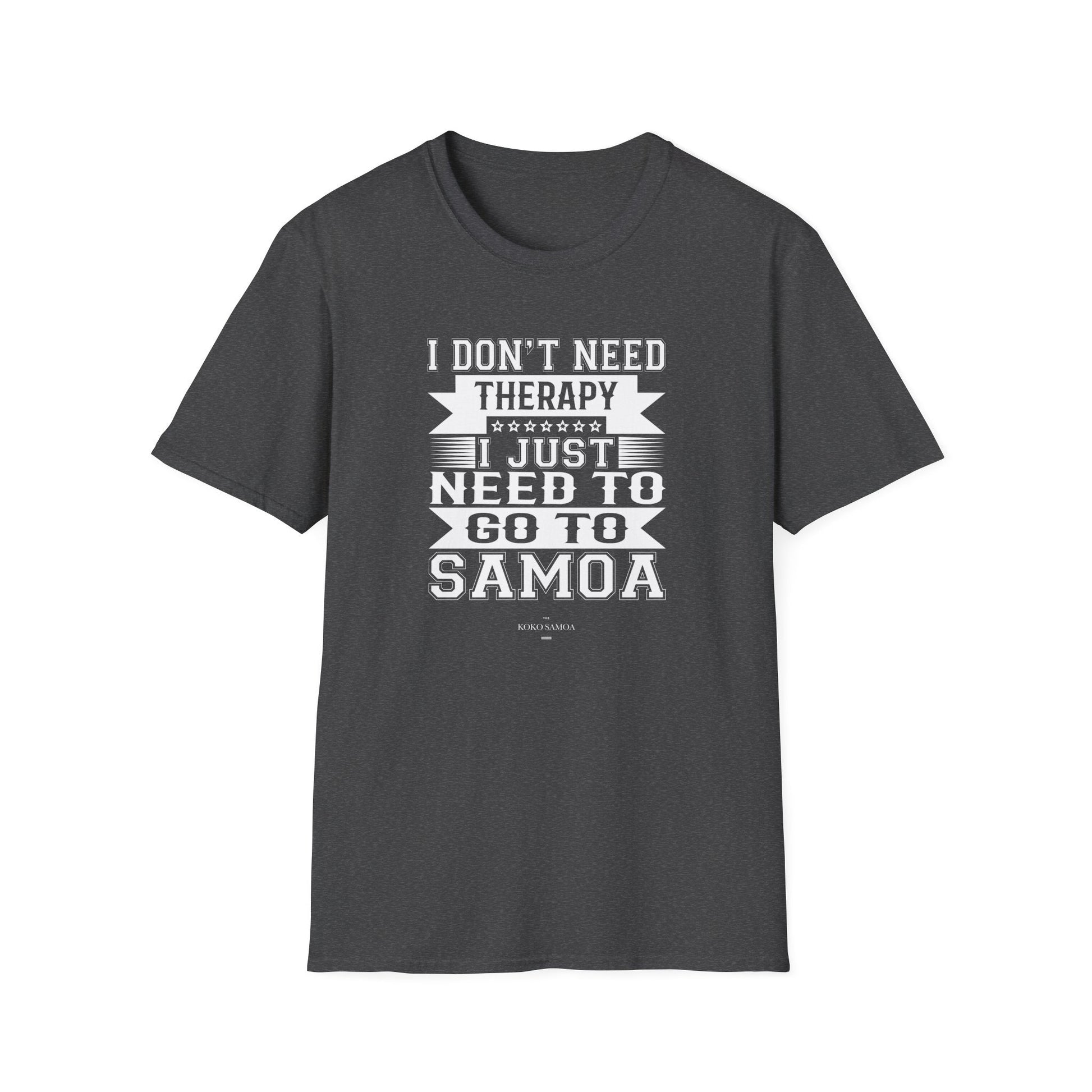 Soft unisex Samoan Therapy T-shirt by Monster Digital in charcoal, casual unisex tee with comfortable fit.