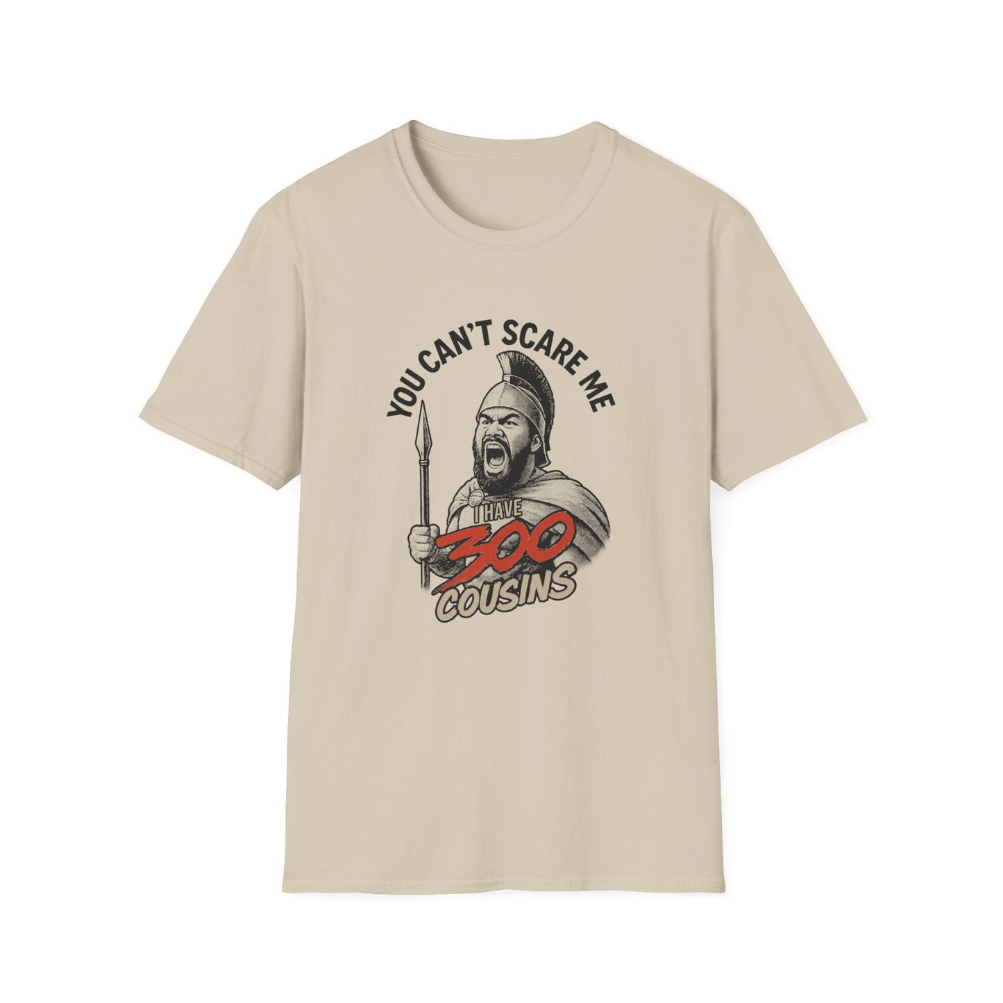 Soft unisex tee by Monster Digital featuring a 300 Cousins USA design, made from comfortable fabric, shown in a casual fit.