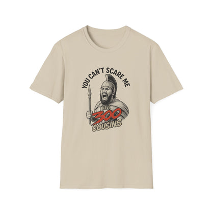 Soft unisex tee by Monster Digital featuring a 300 Cousins USA design, made from comfortable fabric, shown in a casual fit.