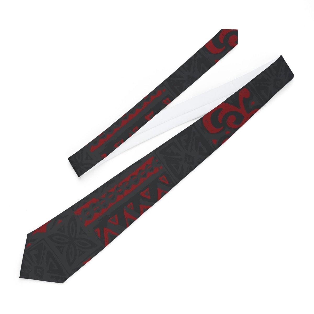 Red Elei necktie, stylish accessories for men, featuring a vibrant red pattern on a classic necktie.