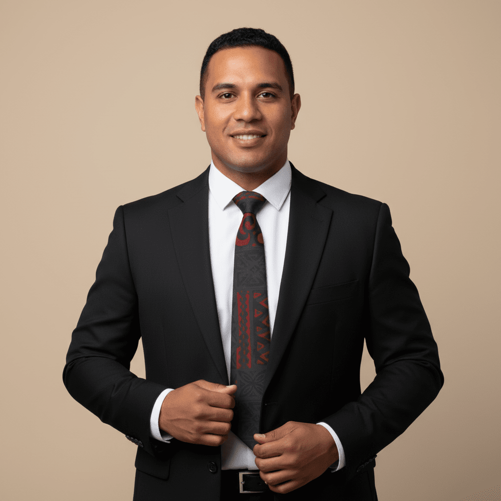 Red Elei necktie, stylish accessories for AU, NZ, and USA, featuring vibrant red design and versatile one-size fit.