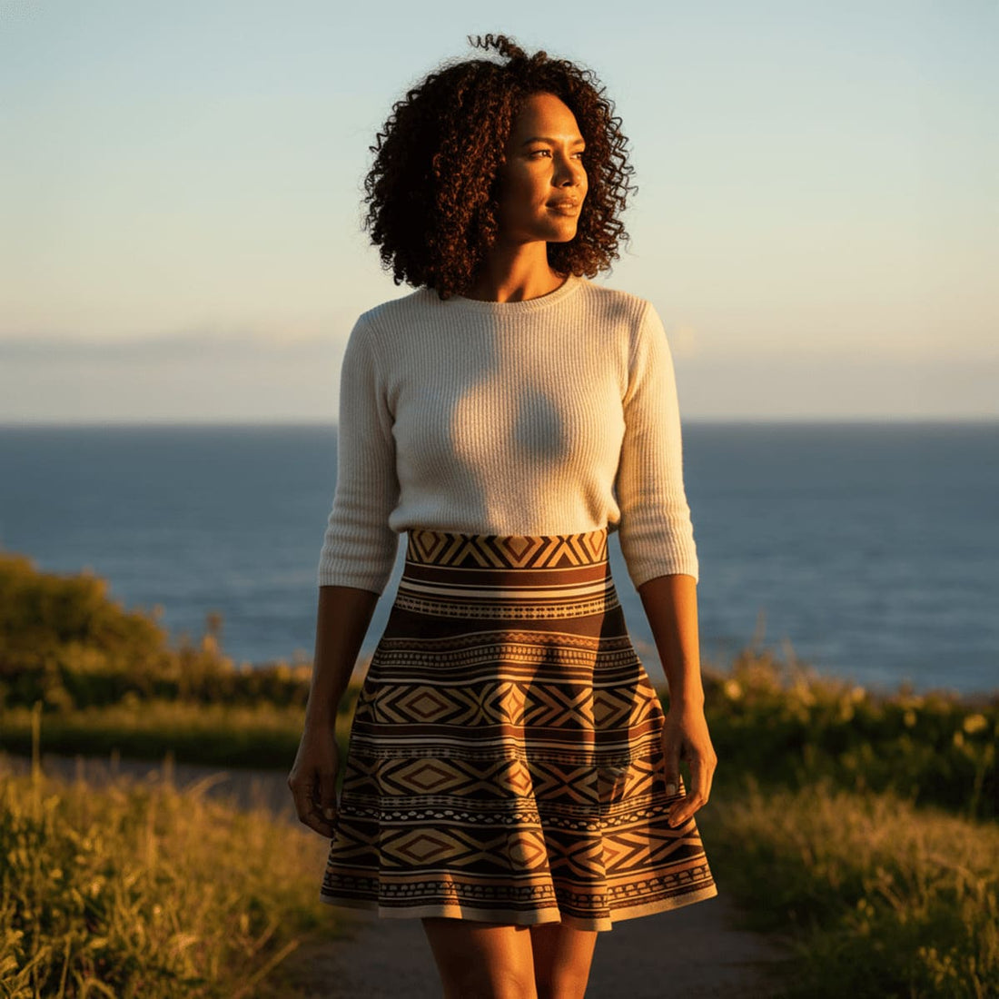 Women's skater skirt, in Siapo design, featuring a flared silhouette and comfortable fabric.