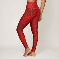 PasifikaOne High Waisted Yoga Leggings - Tonga Red - USA - The Koko Samoa