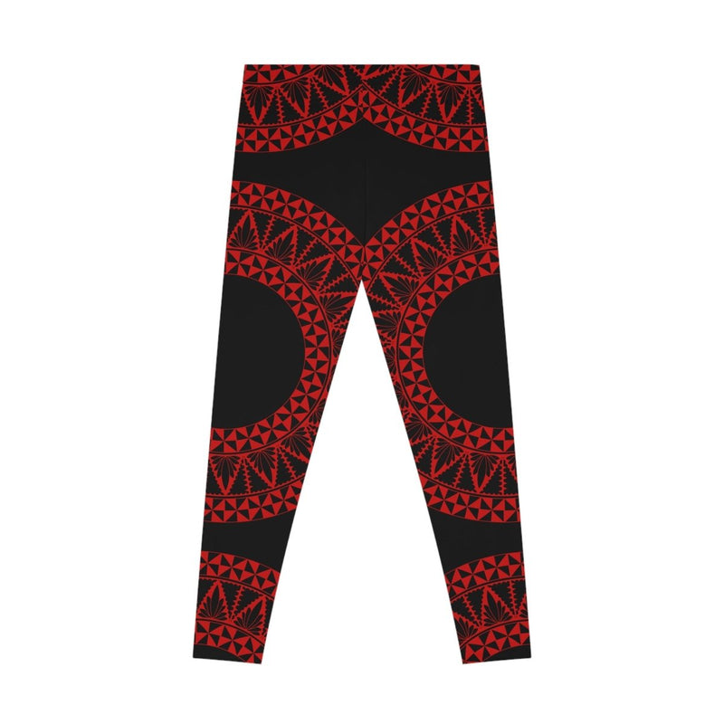 PasifikaOne Mid - Rise Leggings - Tonga Black Red - AU/NZ/USA - The Koko Samoa