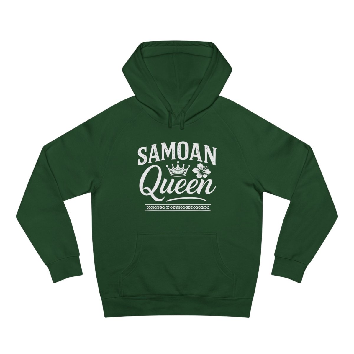 Black IslandSoft™ premium hoodie by Printify featuring Samoan Queen design, available in XS to XL sizes.