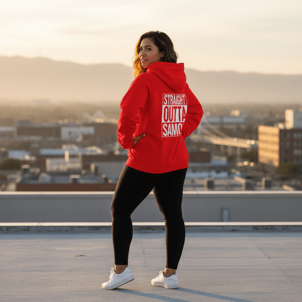 Black IslandSoft™ Hoodie by Printify, premium unisex hoodie in XS-XL with Straight Outta USA design, casual and comfortable.