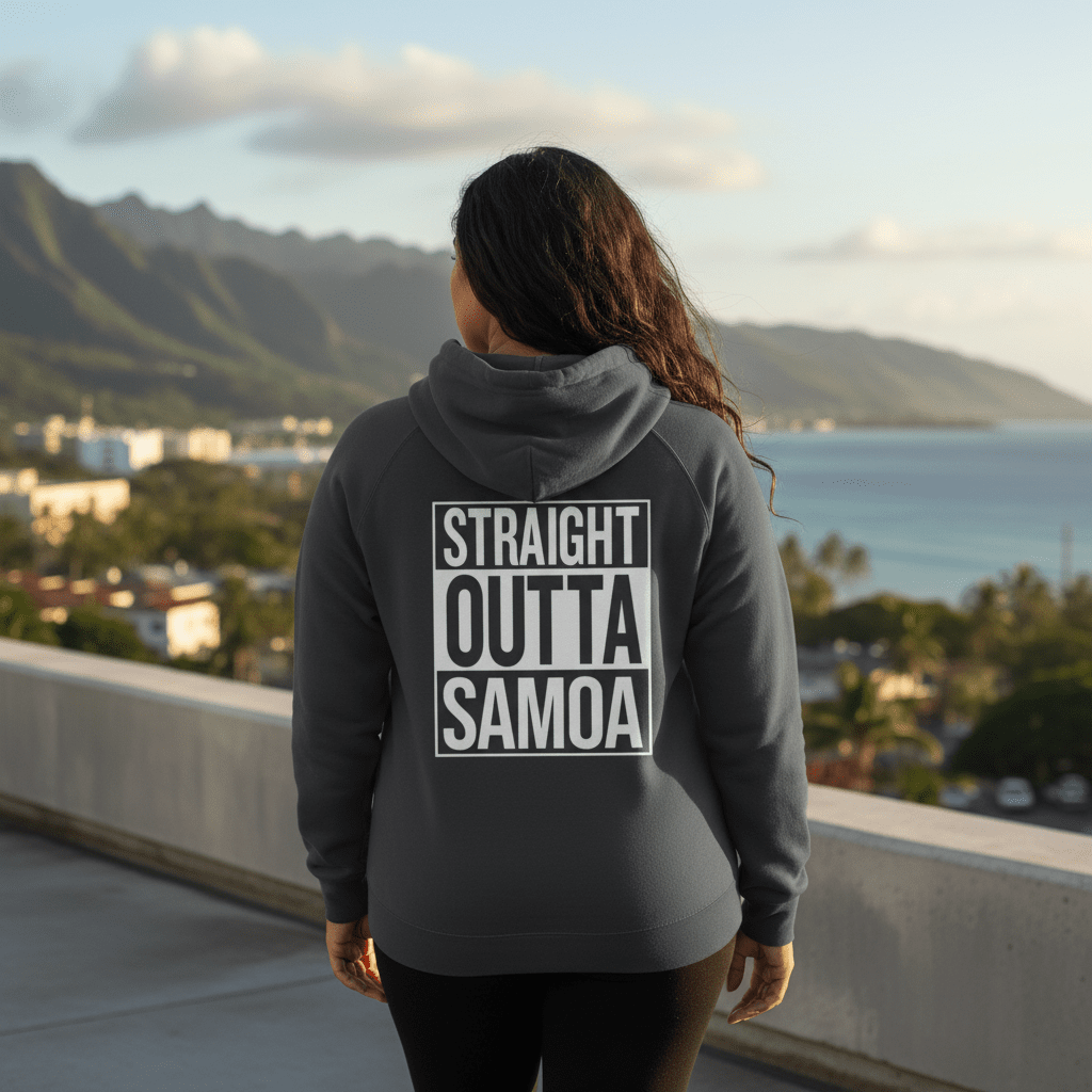 Black IslandSoft™ premium hoodie by Printify in XS-XL size featuring Straight Outta USA design.