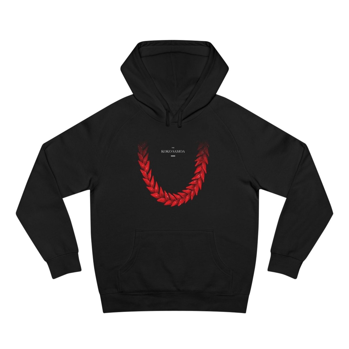 Black IslandSoft™ premium hoodie by Ula Fala, featuring a cozy fit available in XS to XL, made by Printify in the USA.