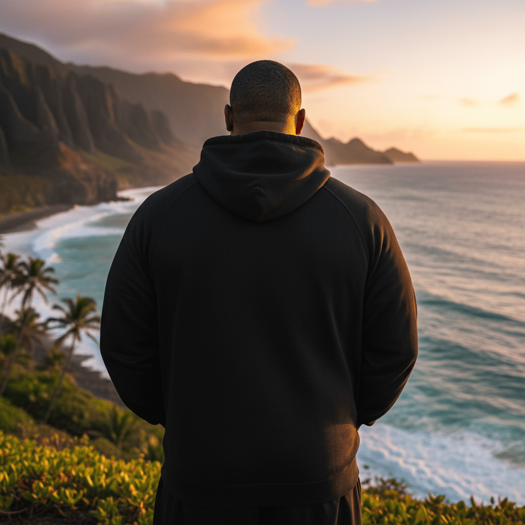 Black IslandSoft™ premium hoodie in XS-XL by Ula Fala, featuring soft fabric and comfortable fit, displayed on a plain background.