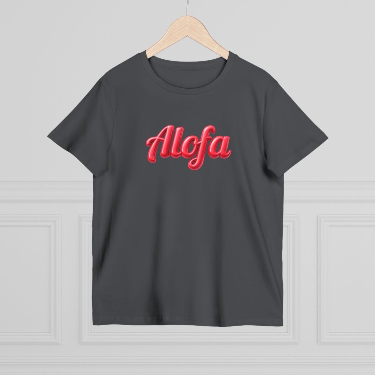 Black women's Maple Tee by Alofa, unisex soft cotton T-shirt from Printify, displayed on a plain background.
