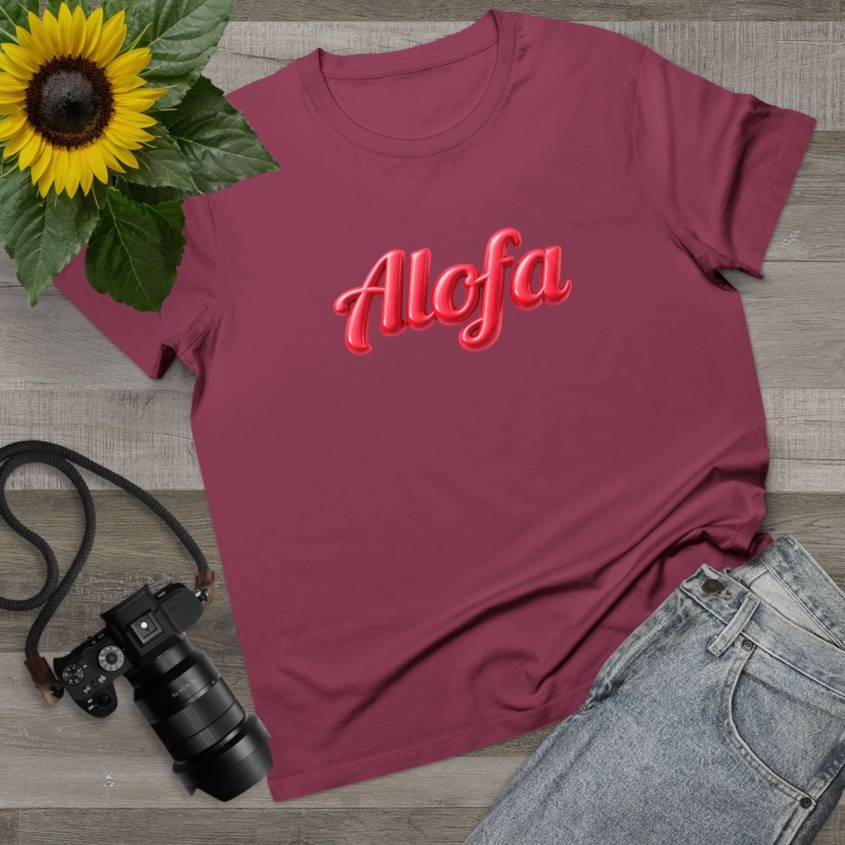 Unisex black Soft Women's Maple Tee by Alofa, made with soft fabric, displayed on a plain background.